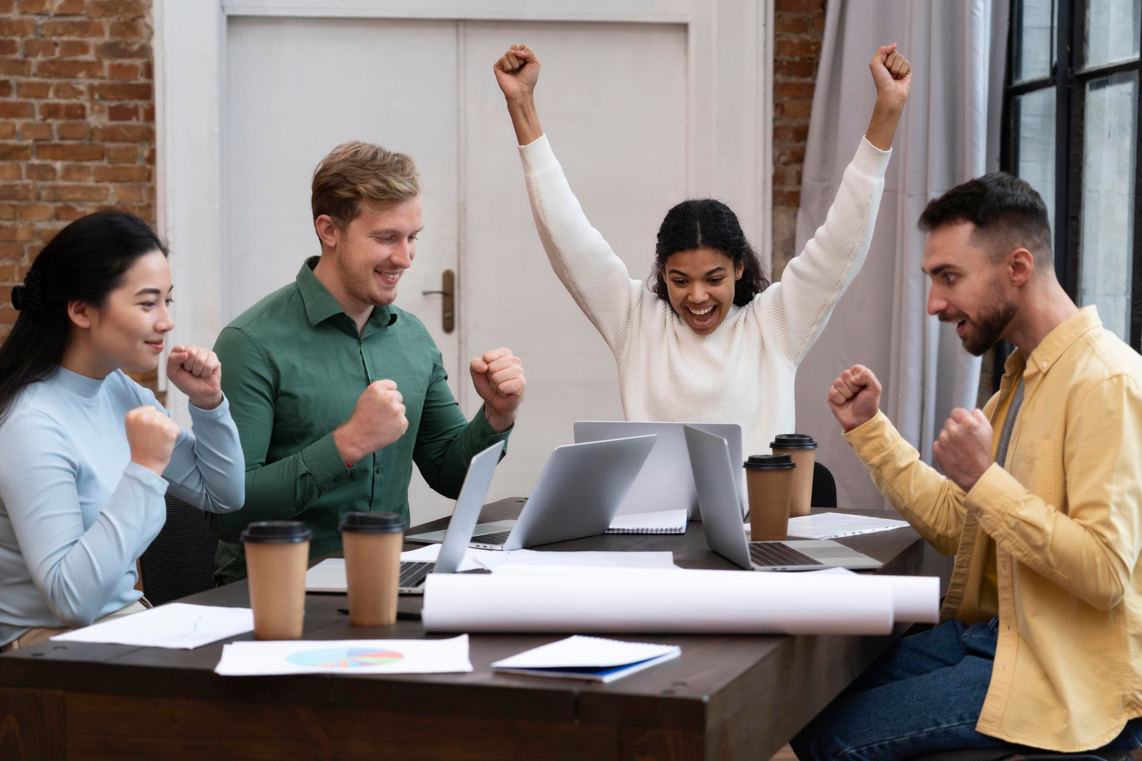Team members celebrating